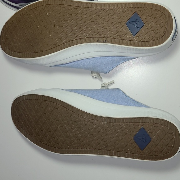Sperry Light Blue Canvas Sneakers light blue pre owned good cond, stain in front - Picture 5 of 7